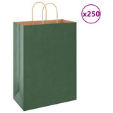 Paper Bags 250 pcs with Handles Green 32x17x44 cm 4101734