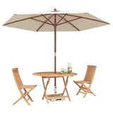 Garden Bistro Set Folding 3 pcs Natural Solid Teak Wood 3437376
