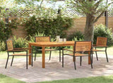 Garden Dining Set 5 pcs Black Solid Acacia Wood 3365535