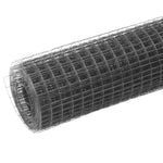 ZNTS Chicken Wire Fence Steel with PVC Coating 25x1.5 m Grey 143656