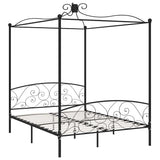 284479 Canopy Bed Frame without Mattress Black Metal 180x200 cm Super King