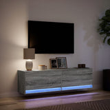TV Wall Cabinet with LED Lights Grey Sonoma 140x31x38 cm 852374