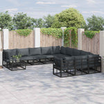 Garden Sofa Set with Cushion Black Aluminium 3378923