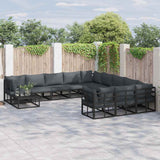 Garden Sofa Set with Cushion Black Aluminium 3378923