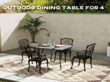 Square Garden Table with Slat Top, Steel Frame, Outdoor Table for 4 Person, 80 x 80 x 74 cm, Grey T3398P327969