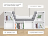 Bookcase Storage Shelf with Cushioned Reading Seat, Cube Bookshelf Organizer for Bedroom Living T3398P330546
