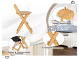 Wooden Folding Bar Stool Bamboo Kitchen Counter Height Stools with Backrest NEW 12124408