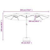 Double-Head Garden Parasol with LEDs Green 449x265 cm 362954