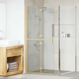 Walk-In Shower Wall Folding Gold 90 x 6.5 x 190 cm 42017971