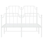 ZNTS Metal Bed Frame with Headboard and Footboard White 120x190 cm Small Double 373951