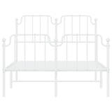 ZNTS Metal Bed Frame with Headboard and Footboard White 120x190 cm Small Double 373951