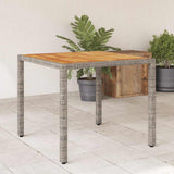 Garden Table with Acacia Wood Top Grey 90x90x75 cm Poly Rattan 365530