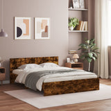 Bed Frame Smoked oak Engineered wood, Plywood 160x200 cm 3207599