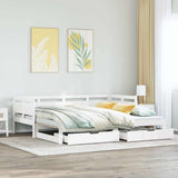 Daybed with Trundle and Drawers without Mattress White 90x190 cm Single 3302236