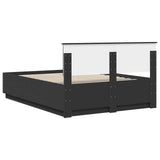 Bed Frame with Headboard Black 150 x 200 cm Engineered Wood 3408062
