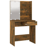 Dressing Table with LED Smoked Oak 74.5x40x141 cm 820481