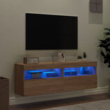 TV Wall Cabinets with LED Lights 2 pcs Sonoma Oak 60x30x40 cm 837188