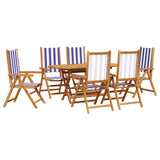 Garden Dining Set 7 pcs Blue and White Solid Acacia Wood 3375753