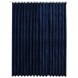 Blackout Curtain with Hooks Velvet Dark Blue 290x245 cm 134535