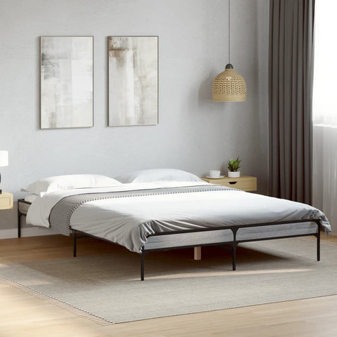 ZNTS Bed Frame Grey Sonoma 140x190 cm Engineered Wood and Metal 845039