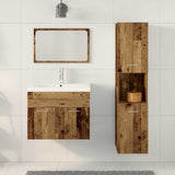 Bathroom Furniture Set with Shelf 4 pcs Brown Engineered Wood 3332573