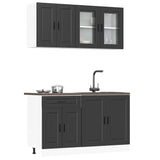 ZNTS 4 Piece Kitchen Cabinet Set Kalmar Black Engineered Wood 3314872