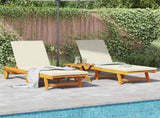 Sun Lounger 2 pcs Solid Acacia Wood Brown 3325194