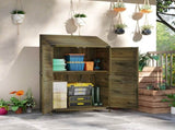 59 x 103.5 cm Two-Tier Wooden Garden Shed - Olive Brown T3398P323896