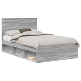Bed Frame Grey Sonoma 120 x 190 cm Solid Pine Wood 3411042