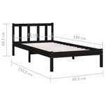 Bed Frame without Mattress Black Solid Wood Small Single 810046