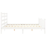 Bed Frame without Mattress White 200x200 cm Solid Wood Pine 3192057