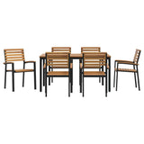 Garden Dining Set 7 pcs Black Solid Acacia Wood 3284400