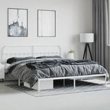 Bed Frame White Powder-Coated Steel Double Bed Frame 352634