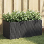 ZNTS Garden Planter with 2 Pots Black 72x30x32 cm Poly Rattan 366422