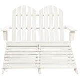 2-Seater Garden Adirondack Chair&Ottoman Fir Wood White 315909