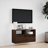 TV Wall Cabinet with LED Lights Brown Oak 80x31x45 cm 852333