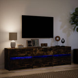TV Cabinet with LED Smoked Oak 180x34x50 cm Engineered Wood 3307930