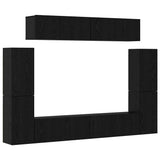 TV Cabinet Set Wall-mounted 8 pcs Black oak Engineered wood 3393325