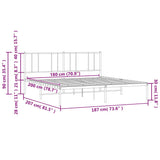 Metal Bed Frame without Mattress with Headboard White 180x200cm 352533