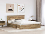 Bed Frame Artisian Oak 140 x 190 cm Solid Pine Wood 3409758