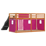Bunk Bed without Mattress with Slide and Curtains Pink 90x200 cm 3284115