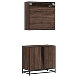 ZNTS 2 Piece Bathroom Furniture Set Brown Oak Engineered Wood 3300929