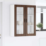 Wall Glass Cabinet PORTO Brown Oak 80 x 31 x 100 cm 885512