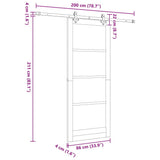 Sliding Door Brown 86 x 211 cm Solid Pine Wood 3333596