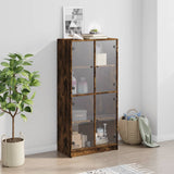 Highboard with Doors Smoked Oak 68x37x142 cm Engineered Wood 3295861