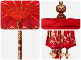 Balinese Parasol with Base 260 190 x 190 x 295 cm Red and Brown 3433024