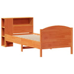 ZNTS Bookcase Bed without Mattress Wax Brown 90x190cm Single Solid Wood Pine 3323088