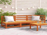 Garden Sofa 3-Seater Wax Brown Solid Wood Pine 837953