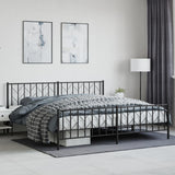 Metal Bed Frame without Mattress with Footboard Black 200x200cm 374462