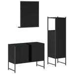 ZNTS 3 Piece Bathroom Cabinet Set Black Engineered Wood 3214349